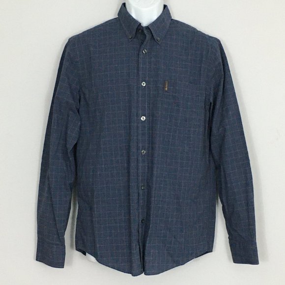 Ben Sherman Other - Ben Sherman M Navy Checked 100% Cotton Button Up Long Sleeve Collar Dress Shirt